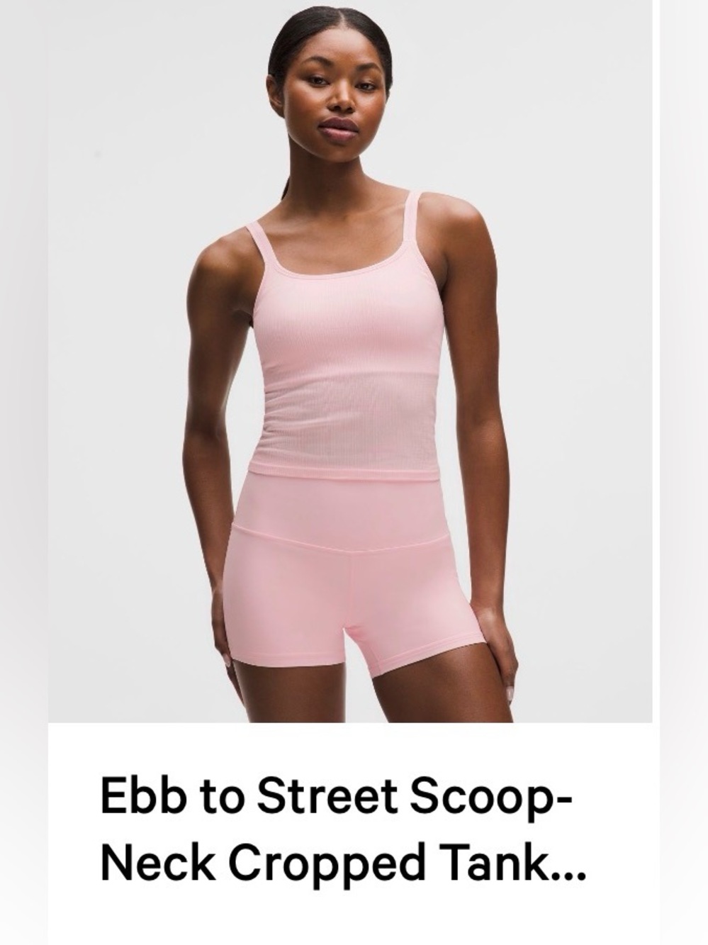 Lululemon Ebb to Street Scoop-Neck Cropped Tank & Shorts Set - Pink